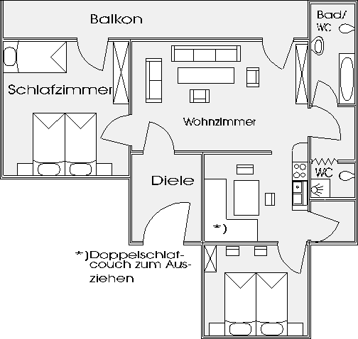 Grundriss der Ferienwohnung